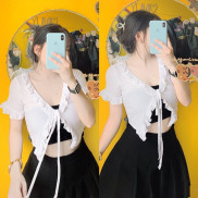 Áo croptop bèo cột [FREESHIP] Áo bèo nhún cột sexy ẢNH THẬT Ở CUỐI